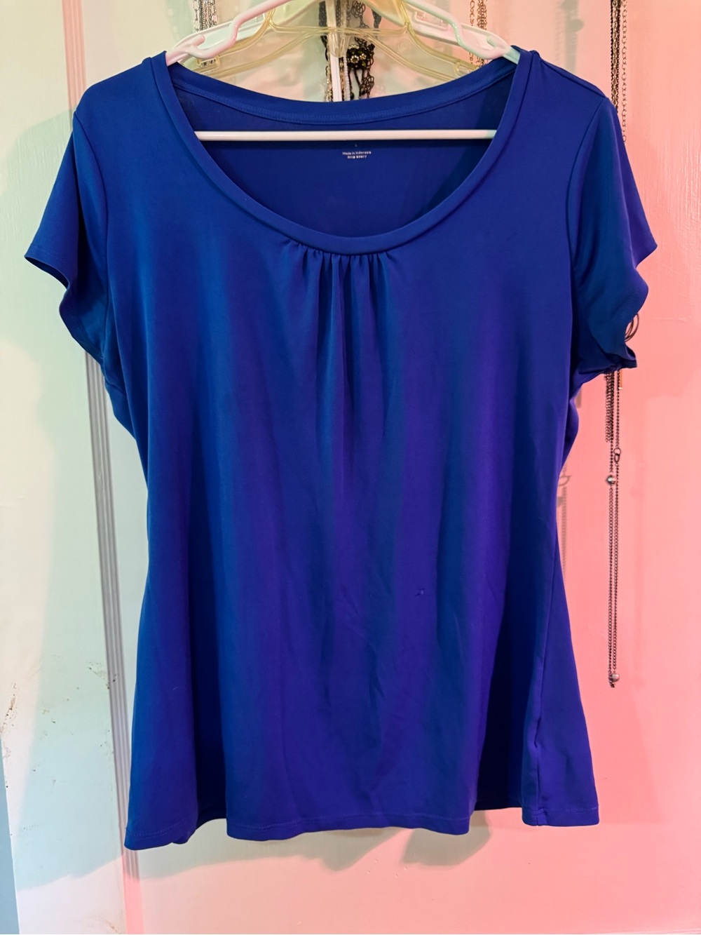 Worthington Royal Blue Scoop Neck Short Sleeve Top